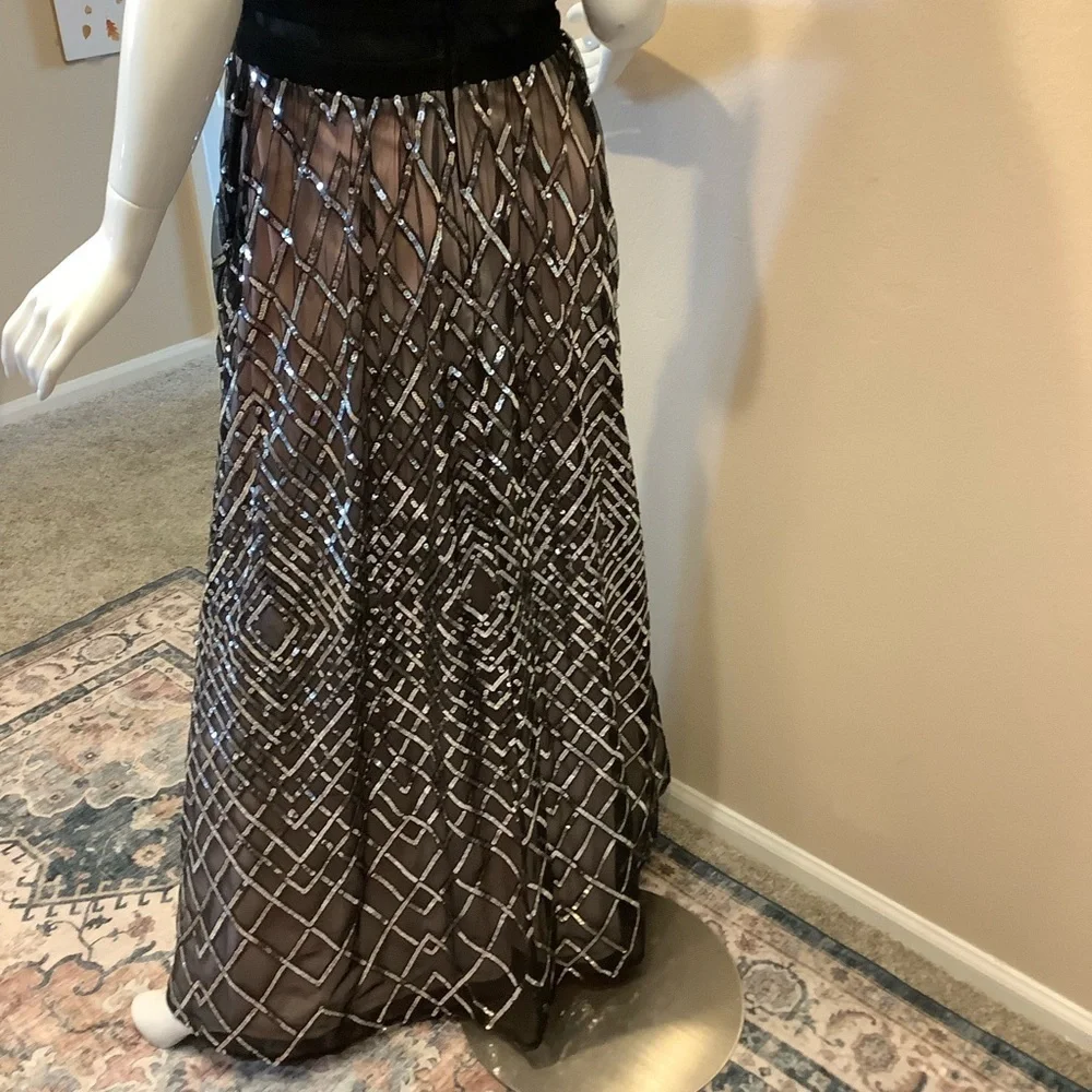 TLC Say Yes to the Prom Elegant Black and Silver Women's Maxi Dress